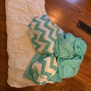 Pottery barn twin duvet insert, cover and sheet set